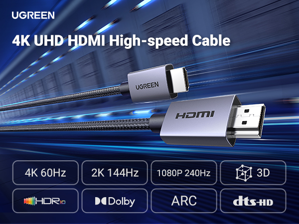 Кабель Ugreen HD153 HDMI 4K Cable 1m 25297 (25297)