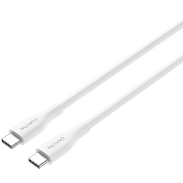 Кабель Canyon USB-C-USB-C, 60W, Silicon 1m, White (CNS-CC60SC10W)