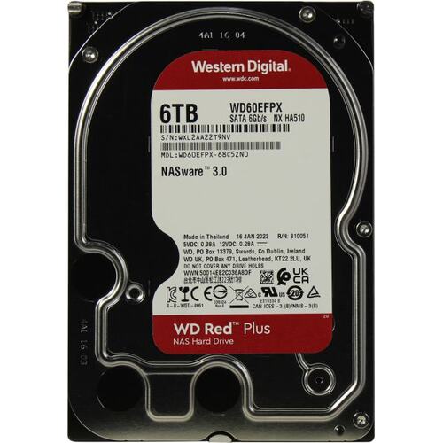 Жесткий диск HDD 6 Tb SATA 6Gb/s Western Digital Red Plus WD60EFPX  (WD60EFPX)