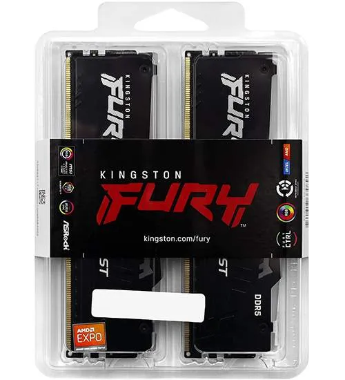 Оперативная память Kingston Fury Beast RGB (AMD), DDR5 32 GB kit (2x16GB) 6000MHz (KF560C30BBEAK2-32) ( KF560C30BBEAK2-32)