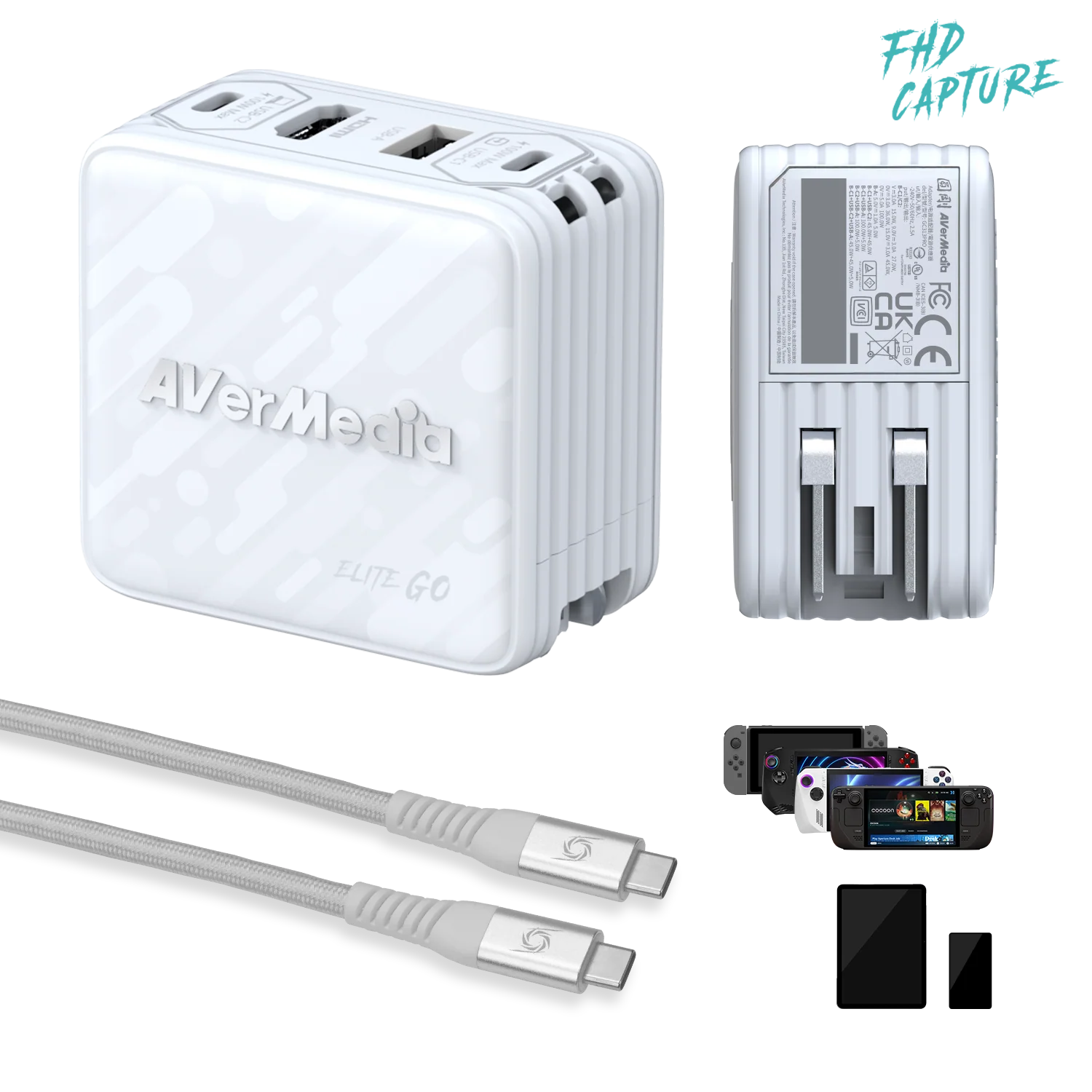Карта видеозахвата зарядный блок+передача данных  AverMedia Elite GO, white GC313Pro (61GC313PR0A5)