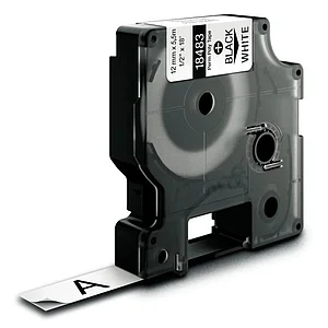 Картридж ленточный Фалкор FK-18483 типа D1 для Dymo, 12мм*5,5м, белый, полиэстр лента (FK-18483)