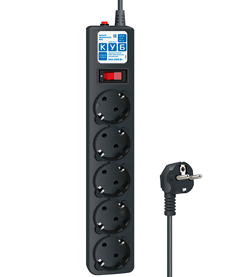Сетевой фильтр Power Cube, 5м, 5 розеток, 10A, Black ( SPG5-C5) Сетевой фильтр Power Cube, 5м, 5 розеток, 10A, Black ( SPG5-C5)