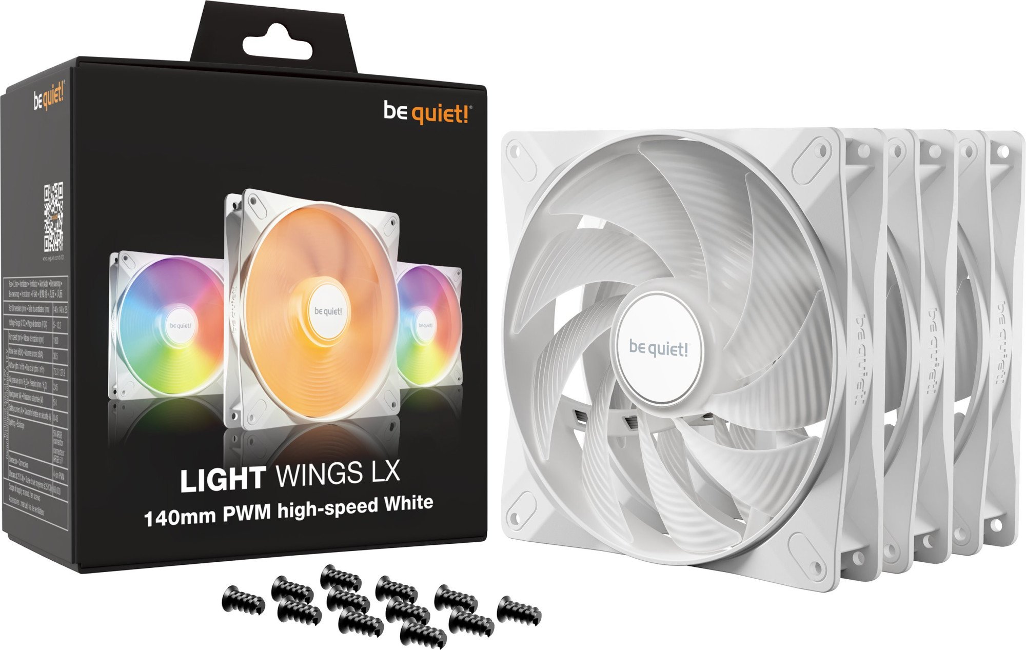 Вентилятор для компьютерного корпуса Bequiet! Light Wings LX 140mm PWM high-speed White Triple pack (BL131)