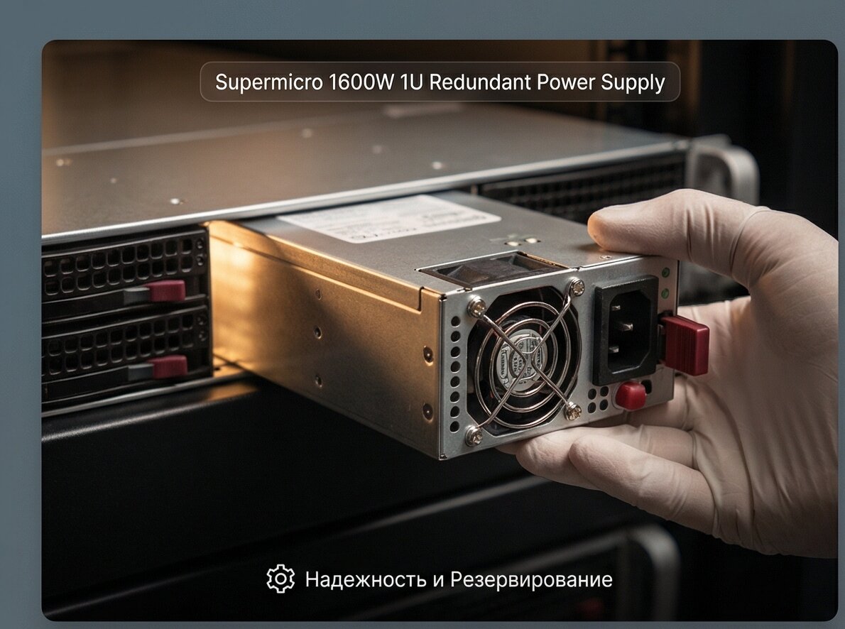 Блок питания Supermicro 1600W 1U Redundant Power Supply (PWS-1K68A-1R)