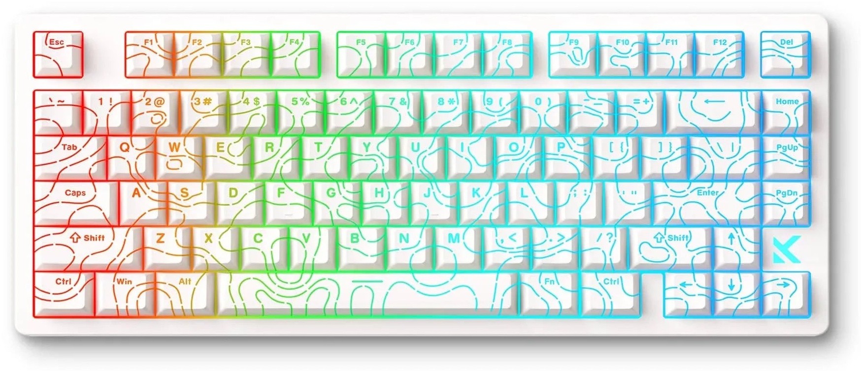 Клавиатура MCHOSE Jet 75 E-sport, White Topographic, Kailh Magnetic God Switch (MC-Jet75-9)