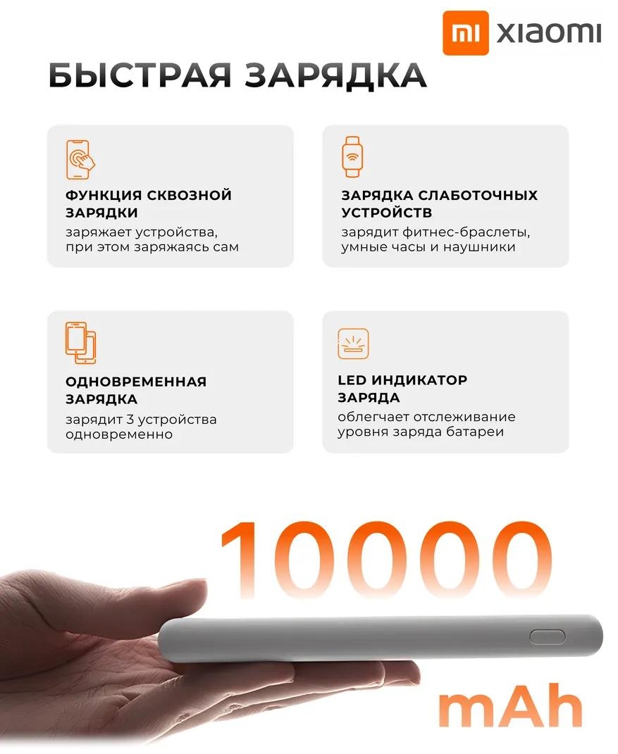 Портативный внешний аккумулятор Xiaomi Power Bank 10000mAh 22.5W Lite GL (P16ZM) (P16ZM-White)