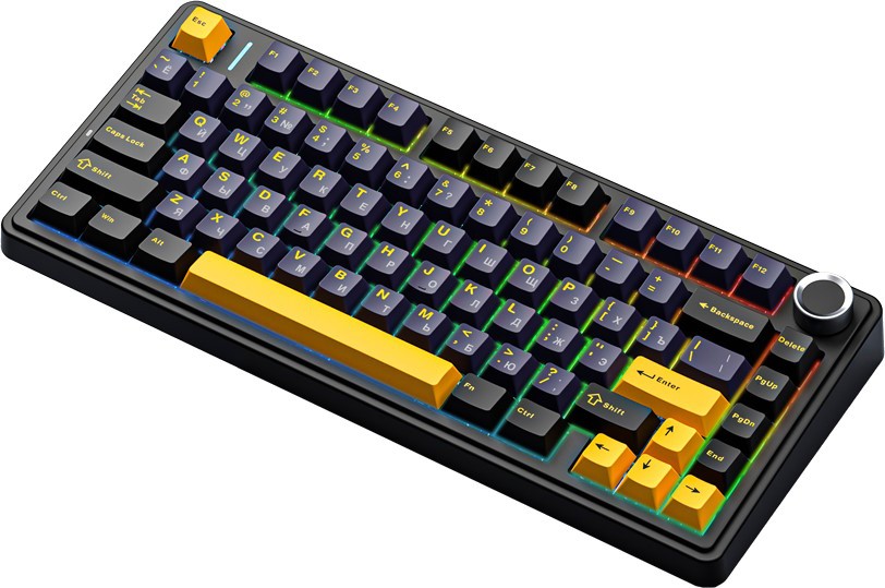 Клавиатура AULA F75, Gray Wood V3 (F75 Black+Dark Blue+Orange)