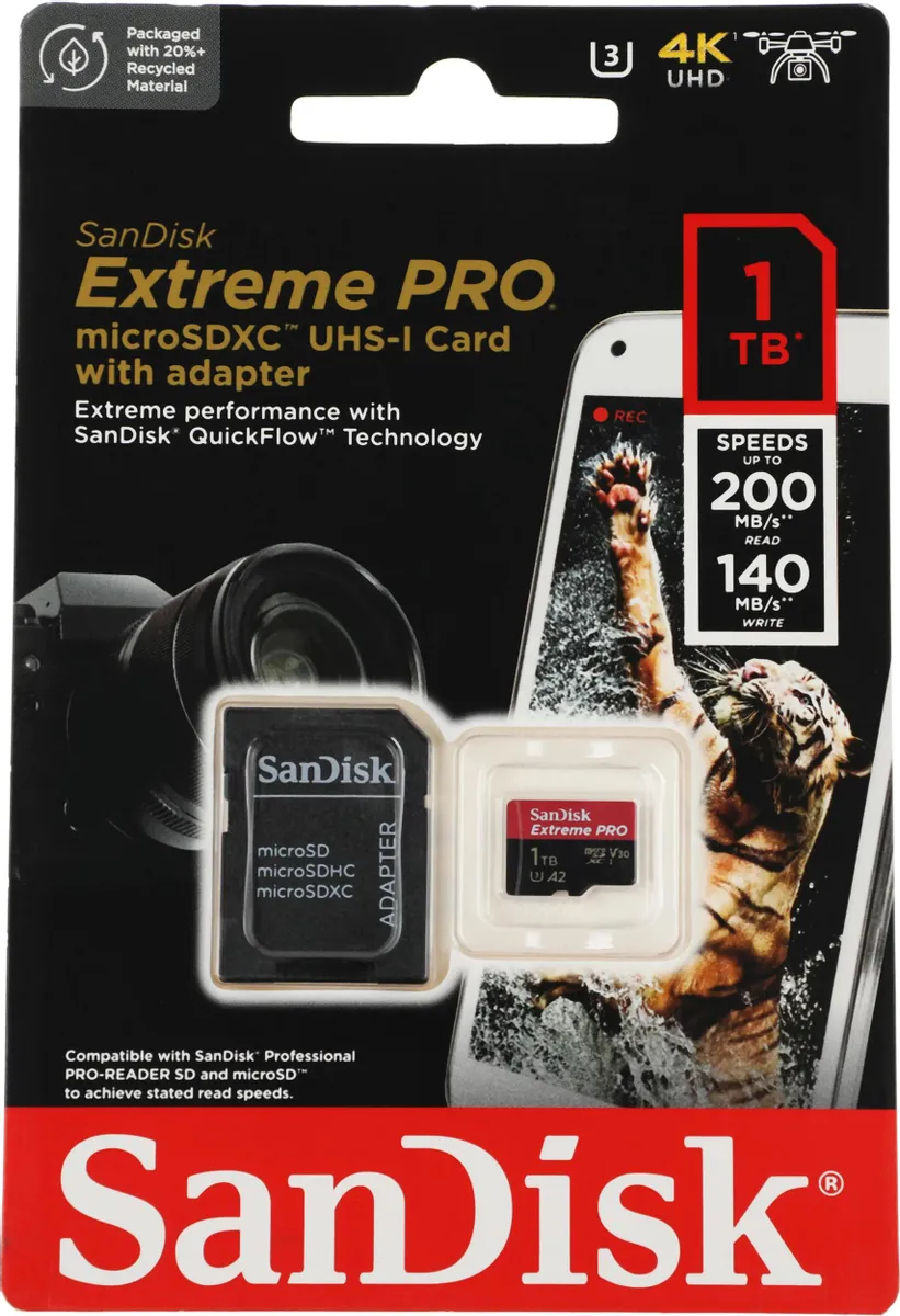 Карта памяти Sandisk Extreme PRO microSDXC 1TB + SD Adapter (SDSQXCD-1T00-GN6MA)