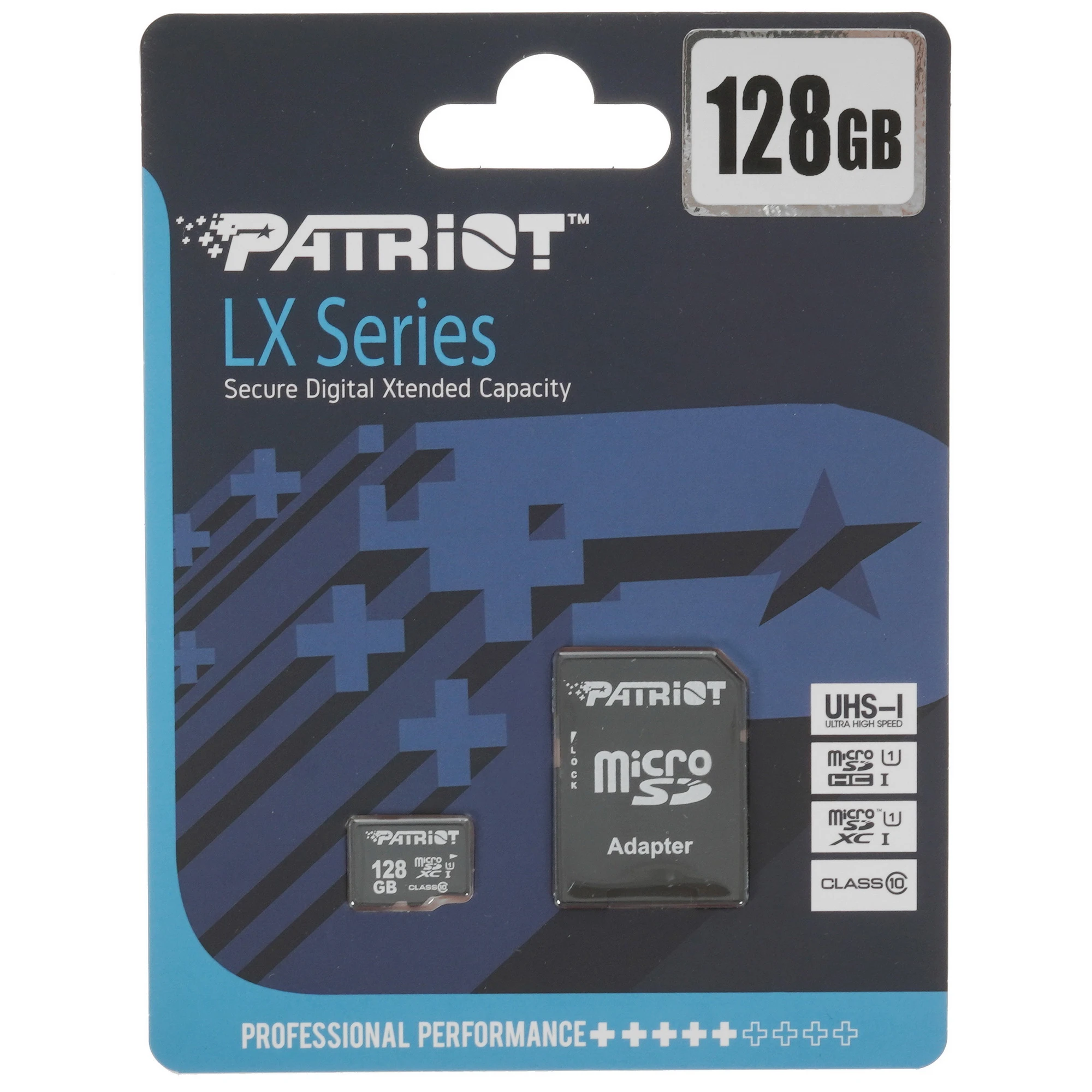 Карта памяти microSDXC 128GB, Patriot LX Series UHS-I, + adapter SD (PSF128GMCSDXC10)