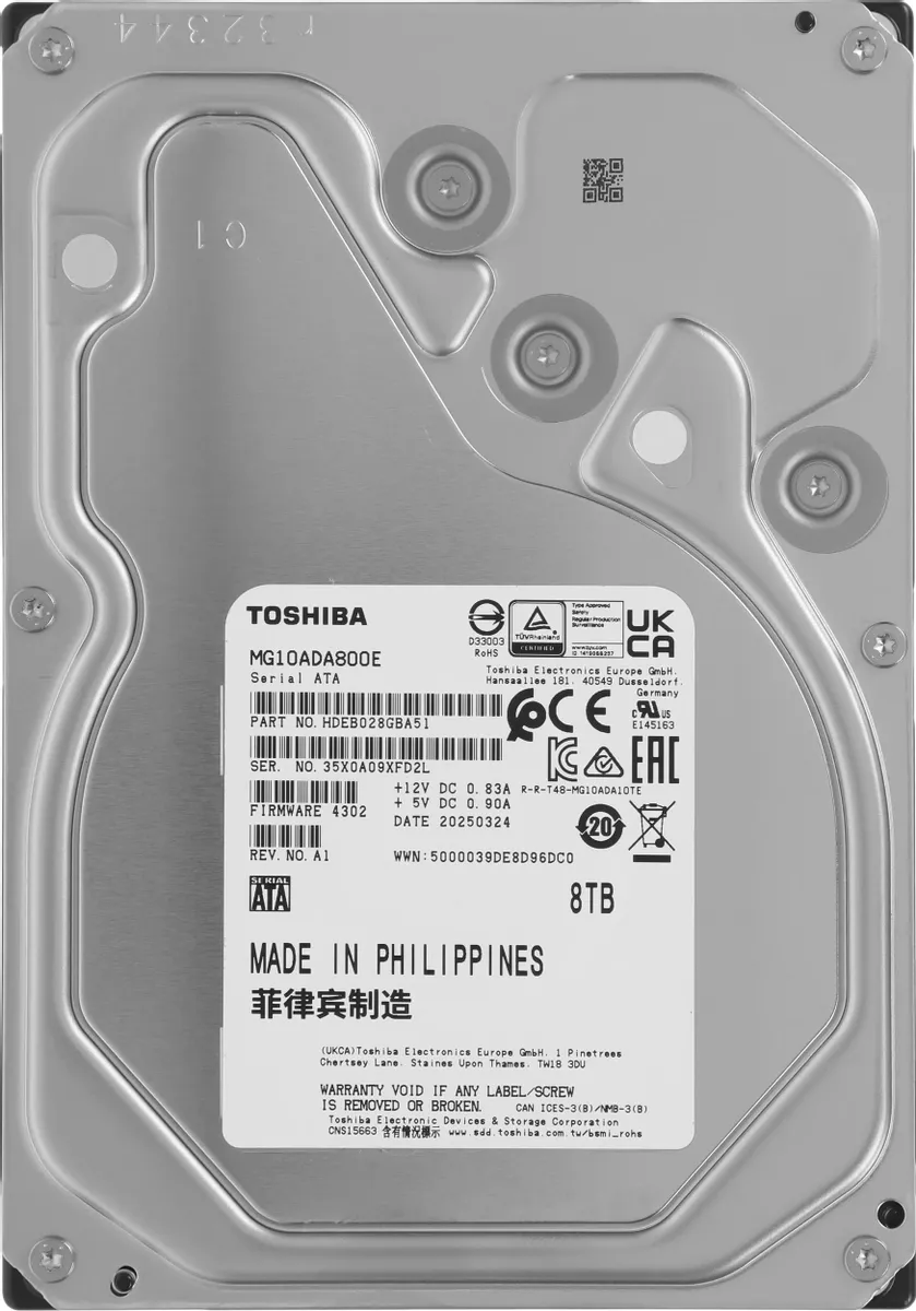 Жесткий диск HDD Server TOSHIBA MG10, 3.5'', 8TB (MG10ADA800E)