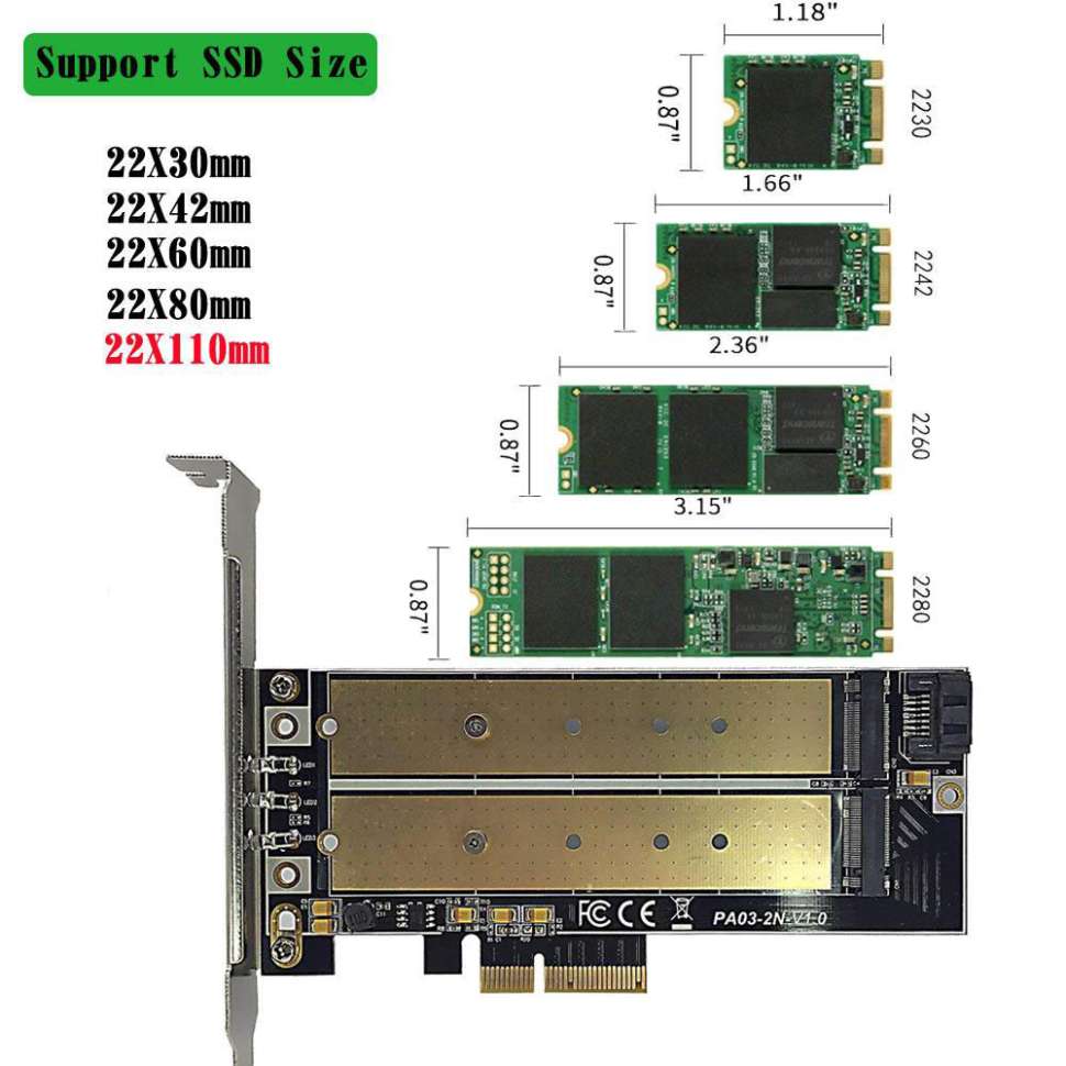 Преходник UGREEN для M.2 NVMe + M.2 NGFF с PCI-E 3.0x4 CM302 (70504) UGREEN