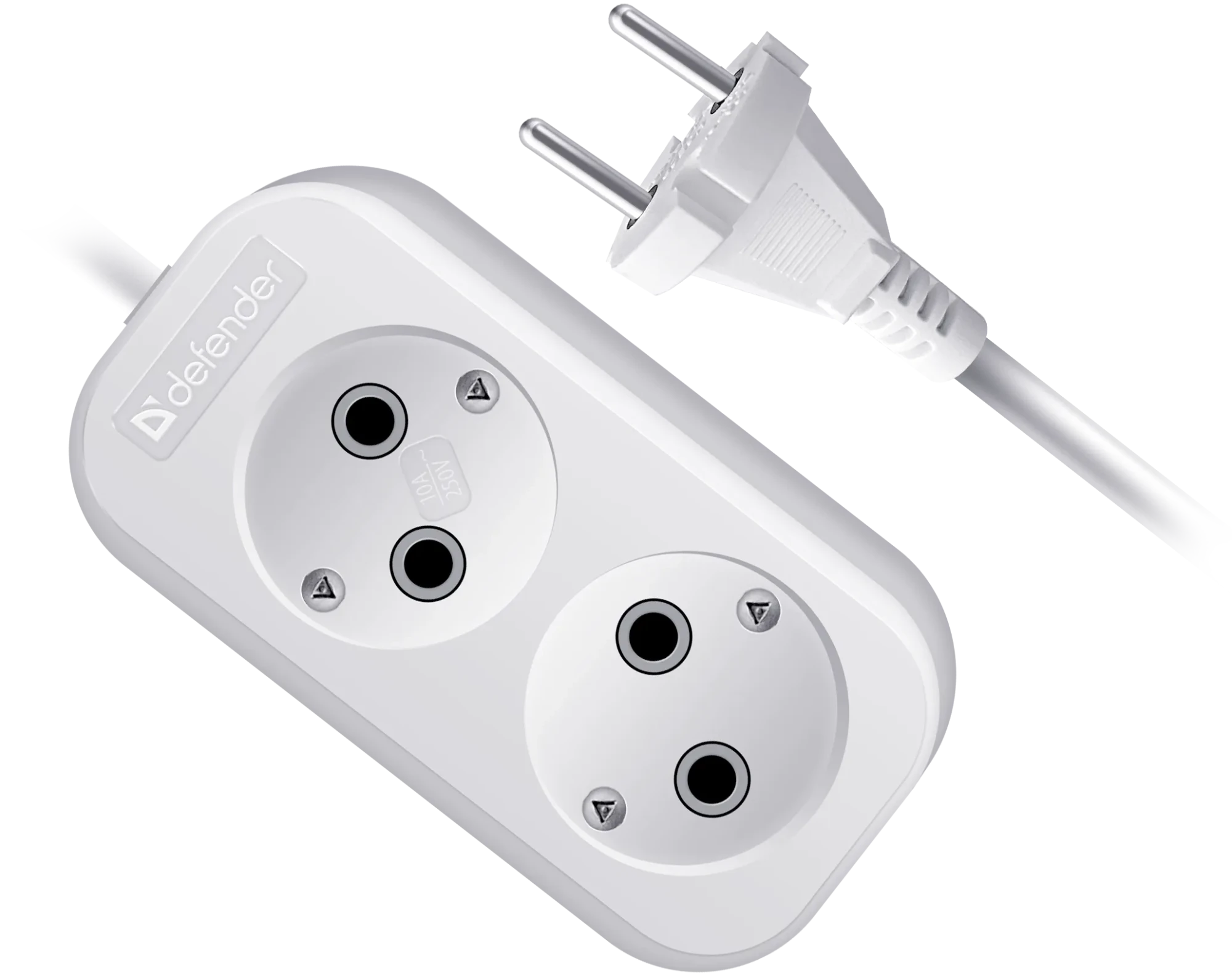 Удлинитель без заземления Defender B220 10 А, 3 м, 2 розетки, белый (99271) Удлинитель без заземления Defender B220 10 А, 3 м, 2 розетки, белый (99271)
