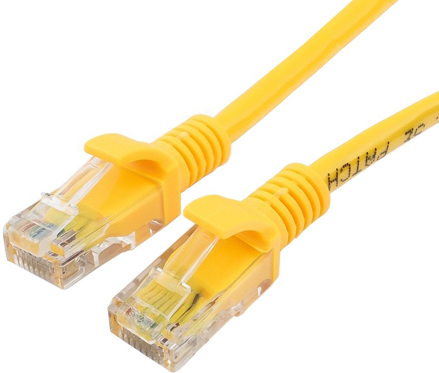 Патч-корд UTP Cablexpert PP12-1.5M/Y кат.5e, 1.5м, литой, многожильный (желтый) (PP12-1.5M/Y)