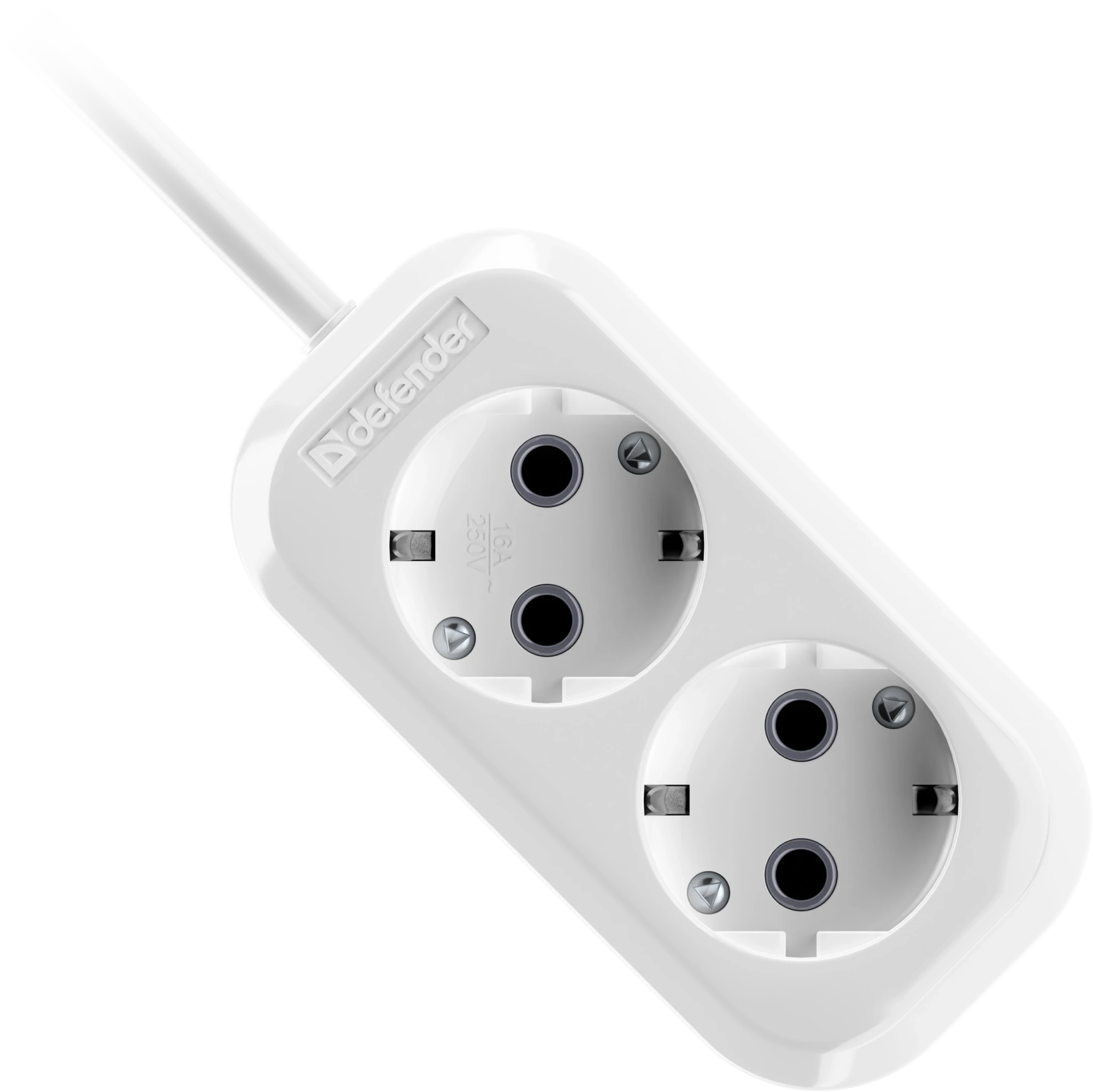 Удлинитель с заземлением Defender R320 16 А, 5 м, 2 розетки, белый (99367)
