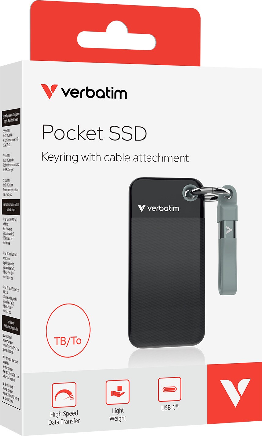 Внешний SSD диск Verbatim Pocket SSD 1TB - Чёрный (32190)