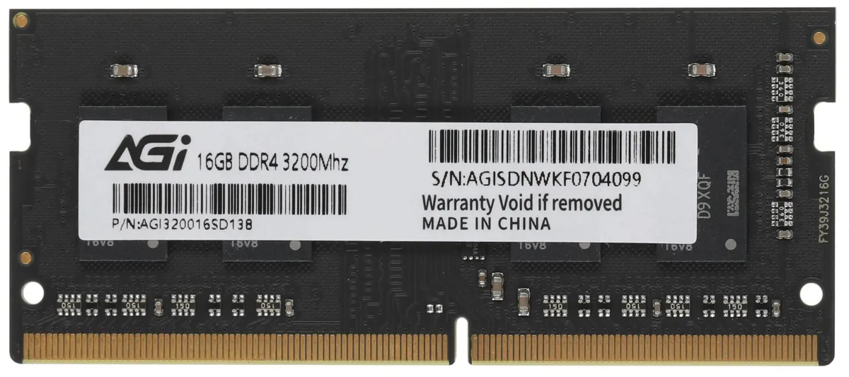 Оперативная память для ноутбука AGI SD138 DDR4, 16Gb 3200MHz, ОЕМ (AGI320016SD138-ST)