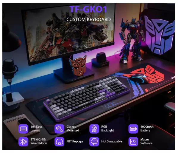 Клавиатура беспроводная Transformers TF-GK01, Black (TF-GK01, Black)