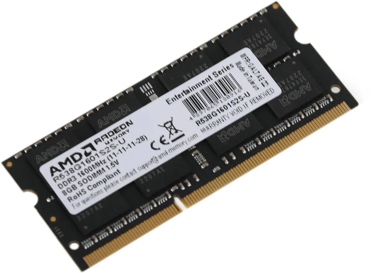 Оперативная память для ноутбука 8Gb DDR3 1600MHz (R538G1601S2S-U)