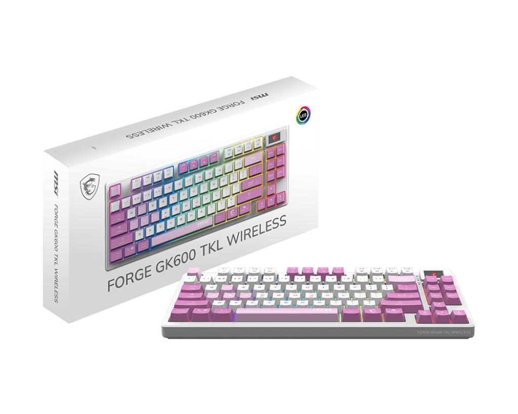 Игровая клавиатура MSI FORGE GK600 TKL WIRELESS VIOLET Белая (FORGE GK600 TKL W VIOLET RU)