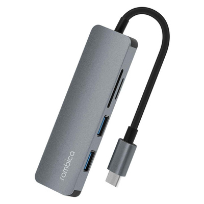 USB Хаб 5-port USB 3.0 Type-C Rombica Trex microSD, Silver (TC-00261)