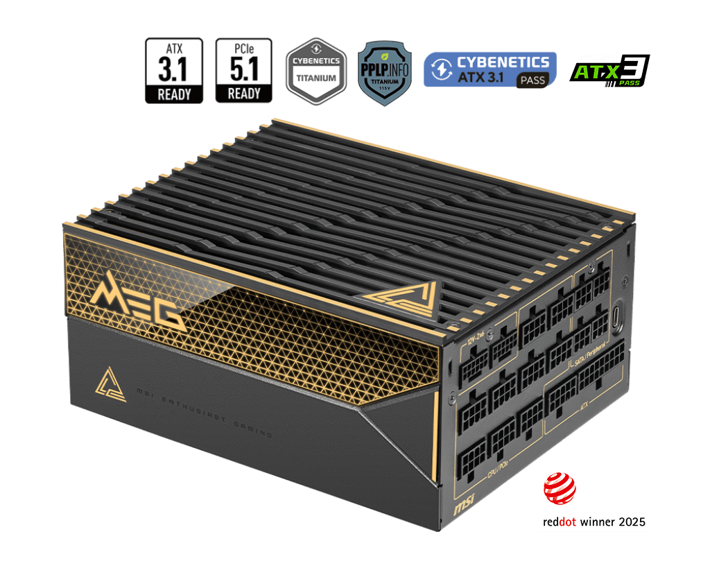 Блок питания MSI 1600W, MEG Ai1600T PCIE5, ATX, 80+ Черный (MEG Ai1600T PCIE5)