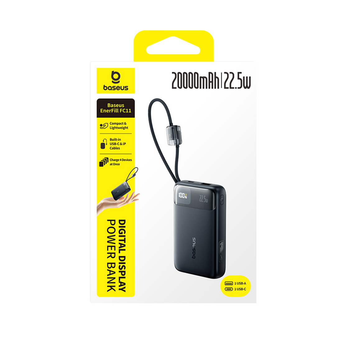 Портативный внешний аккумулятор Baseus EnerFill FC11, 20000mAh - Black (E0027S04)