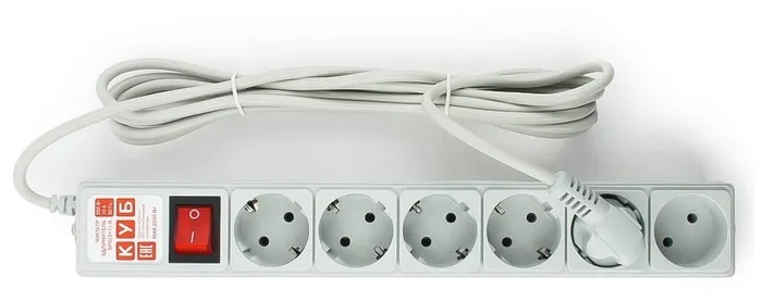Сетевой фильтр Power Cube, 3м, 6 розеток, Серый (SPG(5+1)-B-10) Сетевой фильтр Power Cube, 3м, 6 розеток, Серый (SPG(5+1)-B-10)