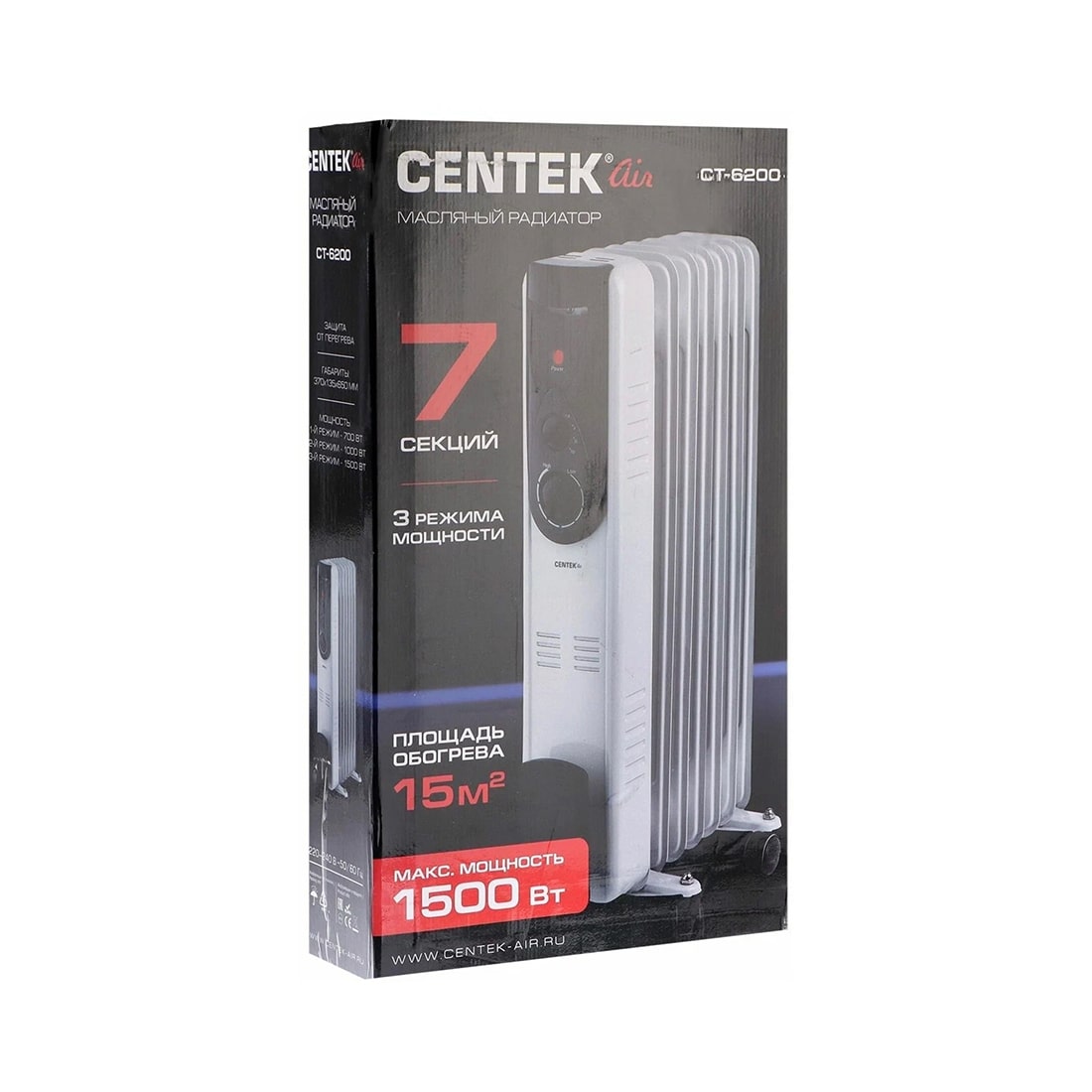 Обогреватель Centek CT-6200, 1500Вт, White (CT-6200)