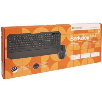 Клавиатура+мышка Defender Berkeley C-925 Nano,B Черн)RUS Кл:104+12 М:6кн, 800/1200/1600 (45925)