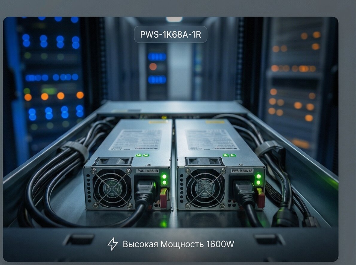 Блок питания Supermicro 1600W 1U Redundant Power Supply (PWS-1K68A-1R)