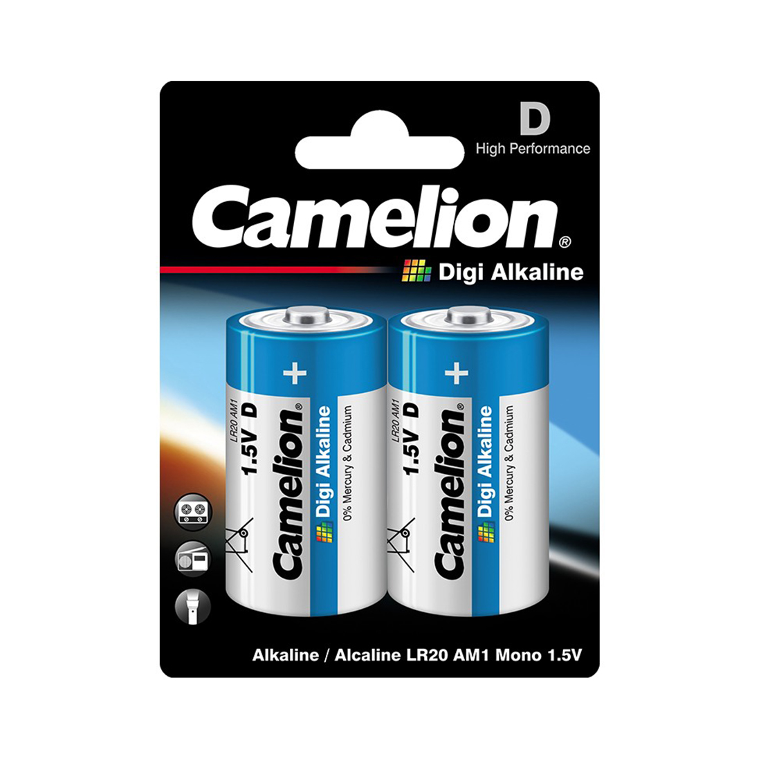Батарейка CAMELION Digi Alkaline LR20-BP2DG 2 шт. в блистере (LR20-BP2DG)