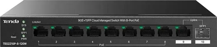 PoE-коммутатор Tenda TEG2210P-8-120W (TEG2210P-8-120W)
