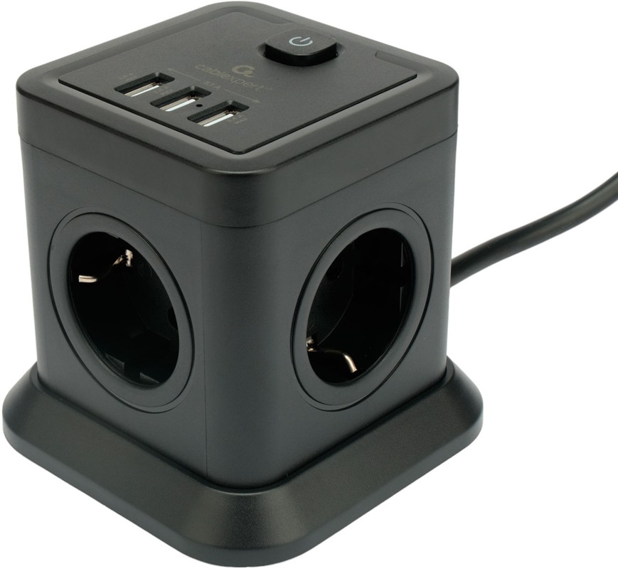 Сетевой фильтр Cablexpert Tower TWR-4-U3-B-2 черный (TWR-4-U3-B-2)