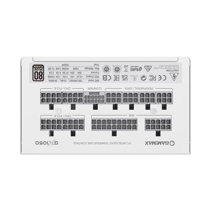 Блок питания GameMax GX-1050 PRO WH 1050 Вт, 80 PLUS Platinum, (GX-1050 PRO WHITE)