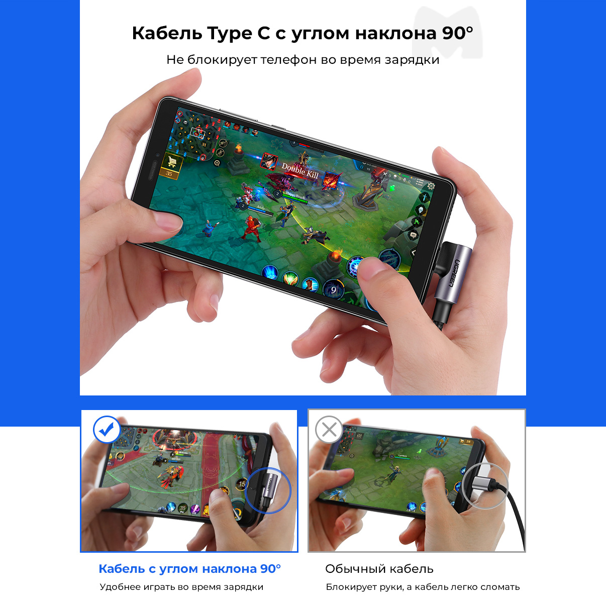 Кабель Ugreen US284, USB A to USB-C, 2m (50942)