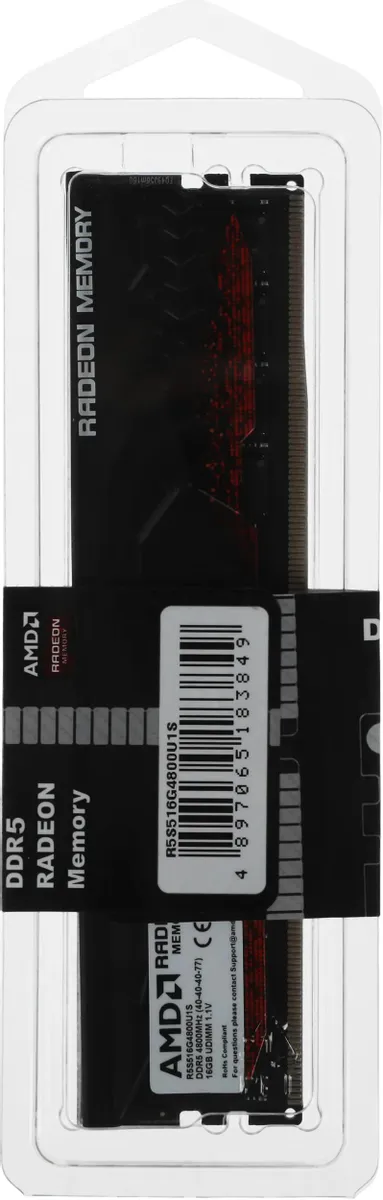 Оперативная память AMD Radeon UDIMM 16GB DDR5 4800MHz (R5S516G4800U1S)