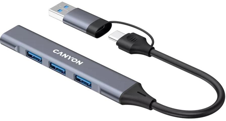 USB-хаб Canyon OnHub 02 4in1 USB-A/C Grey (CNS-TDS02G)