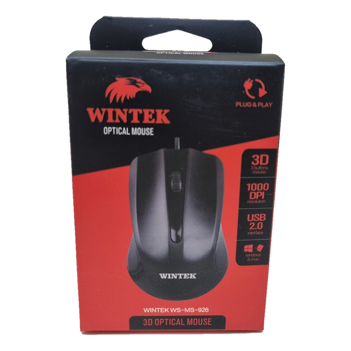Мышь Wintek WS-MS-926, USB, чёрная (WS-MS-926)
