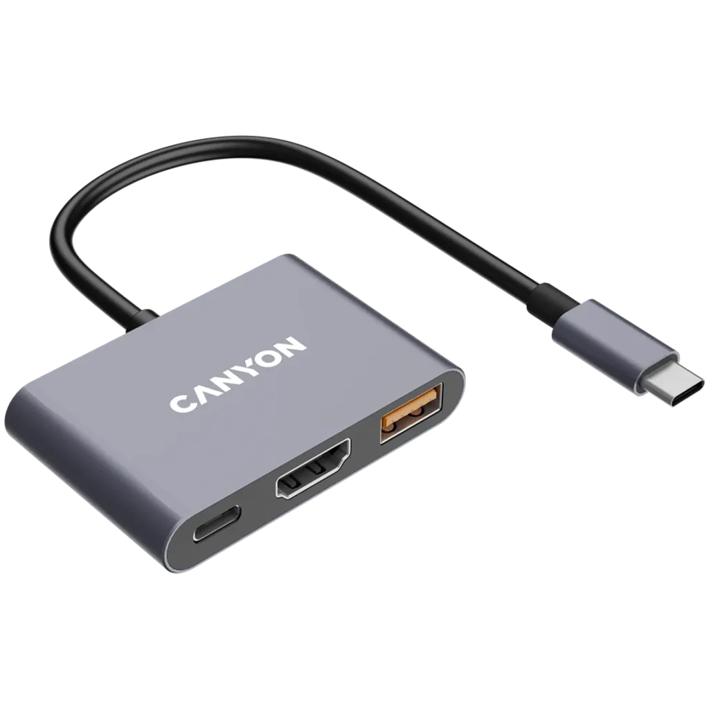 USB-хаб Canyon DS-4 3in1 USB-C Grey (CNS-TDS4)