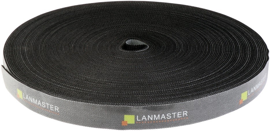 Хомут-липучка LANMASTER шириной 20 мм, 30 м, черный (LAN-VCM30M-BK)