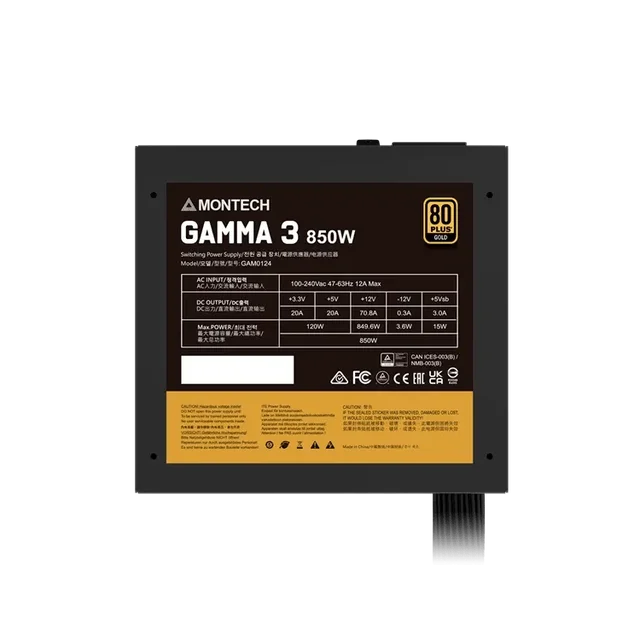 Блок питания Montech  850W, GAMMA 3 850W, Черный (GAMMA 3 850W)