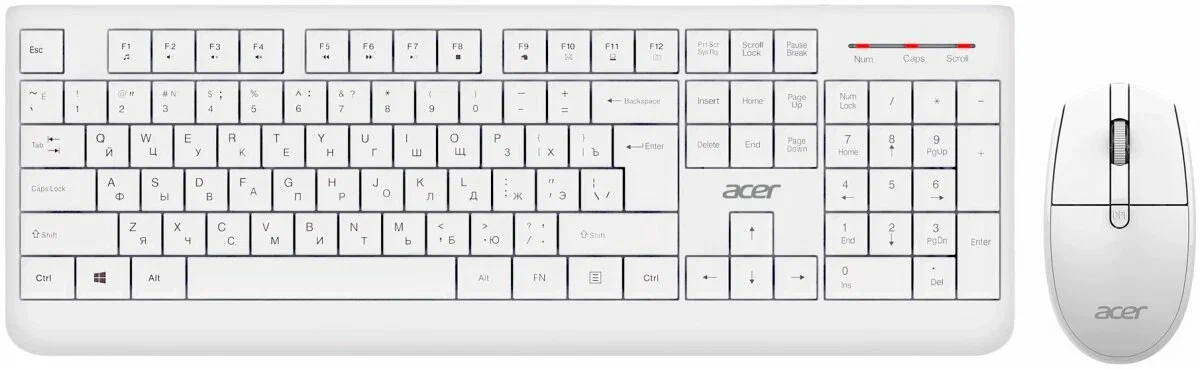 Клавиатура + мышь Acer OCC401 белый USB беспроводная Multimedia (ZL.ACCCC.017)