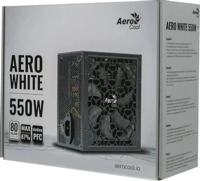 Блок питания ATX 550W AeroCool Aero White 550, Plus (AERO WHITE 550W)