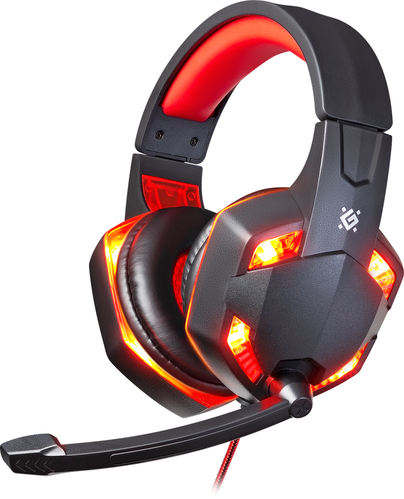 Игровая гарнитура стерео Defender Warhead G-370 черный+красный, кабель 2 м (64037)