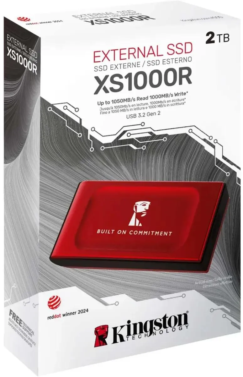 Жесткий диск SSD внешний Kingston XS1000 2000GB красный (SXS1000R/2000GA)