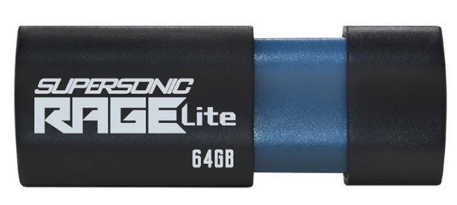 USB флеш-накопитель 64GB Patriot, Rage Lite, USB 3.2, black (PEF64GRLB32U)