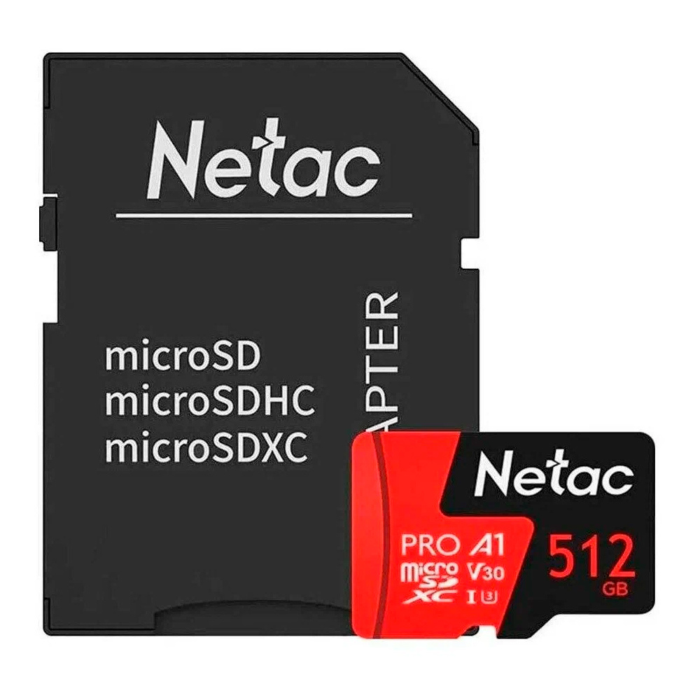 Карта памяти MicroSD, Netac P500 Extreme Pro 512GB Class 10 (NT02P500PRO-512G-S)