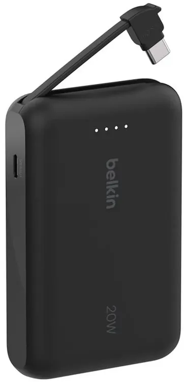Портативный внешний аккумулятор Belkin 10k PD20w Integrated USB-C Cable, Black (BPB021HQBK)