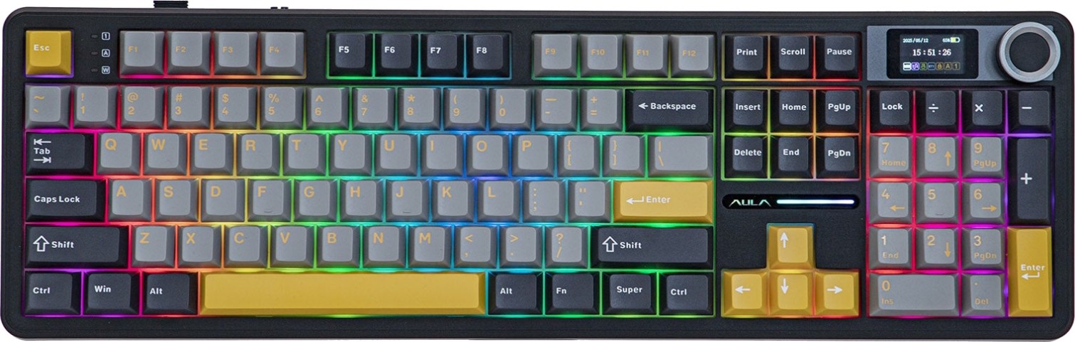 Клавиатура AULA F108 Pro Gray, Reaper switch (F108 Pro Gray+Yellow)